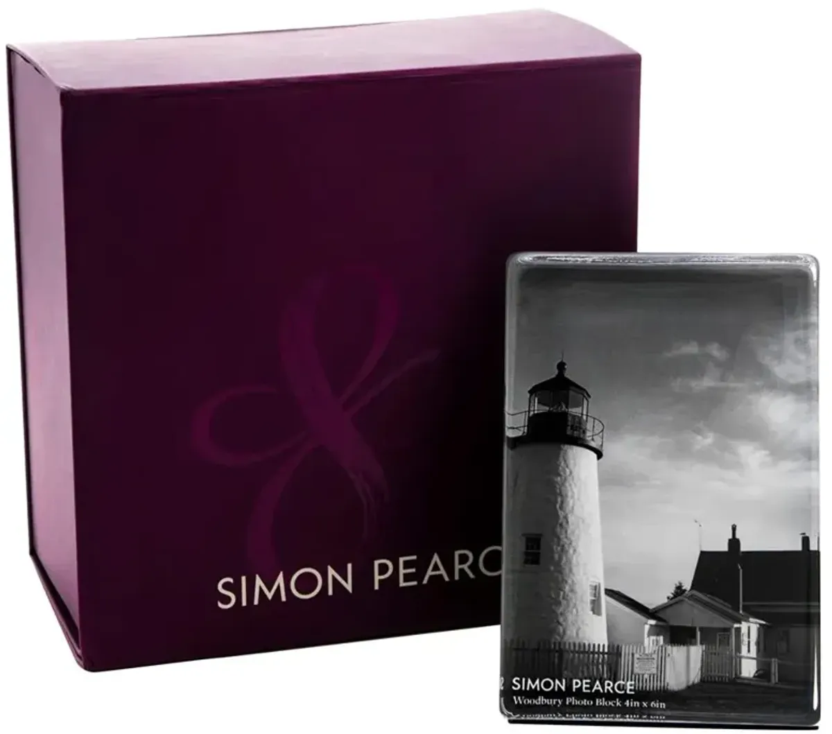 Simon Pearce Modern Classic Woodbury Vertical Glass Photo Block Frame - 4x6