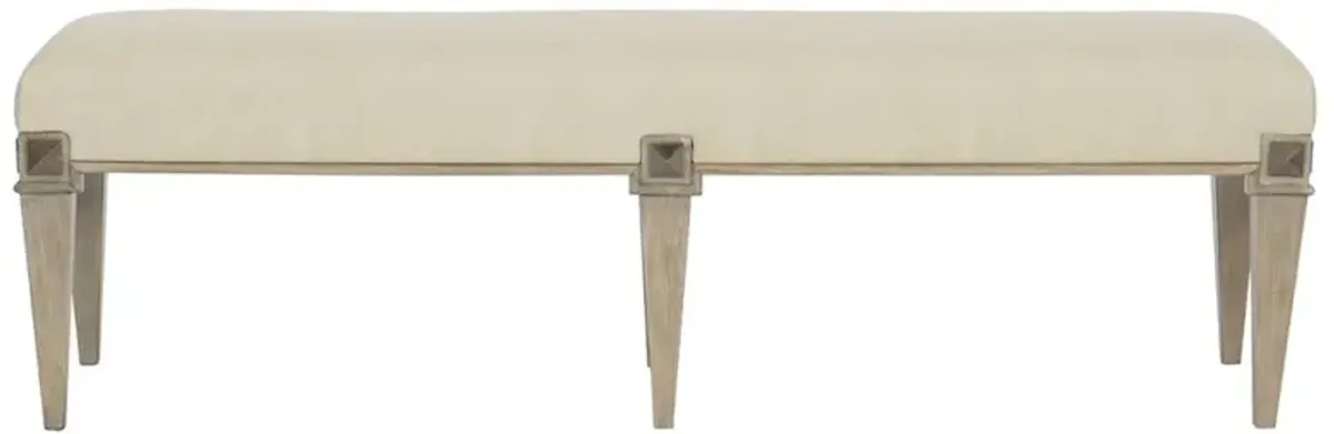 Sarabeth French Country Beige Faux Leather Cerused Oak Bench