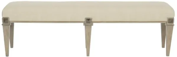 Sarabeth French Country Beige Faux Leather Cerused Oak Bench