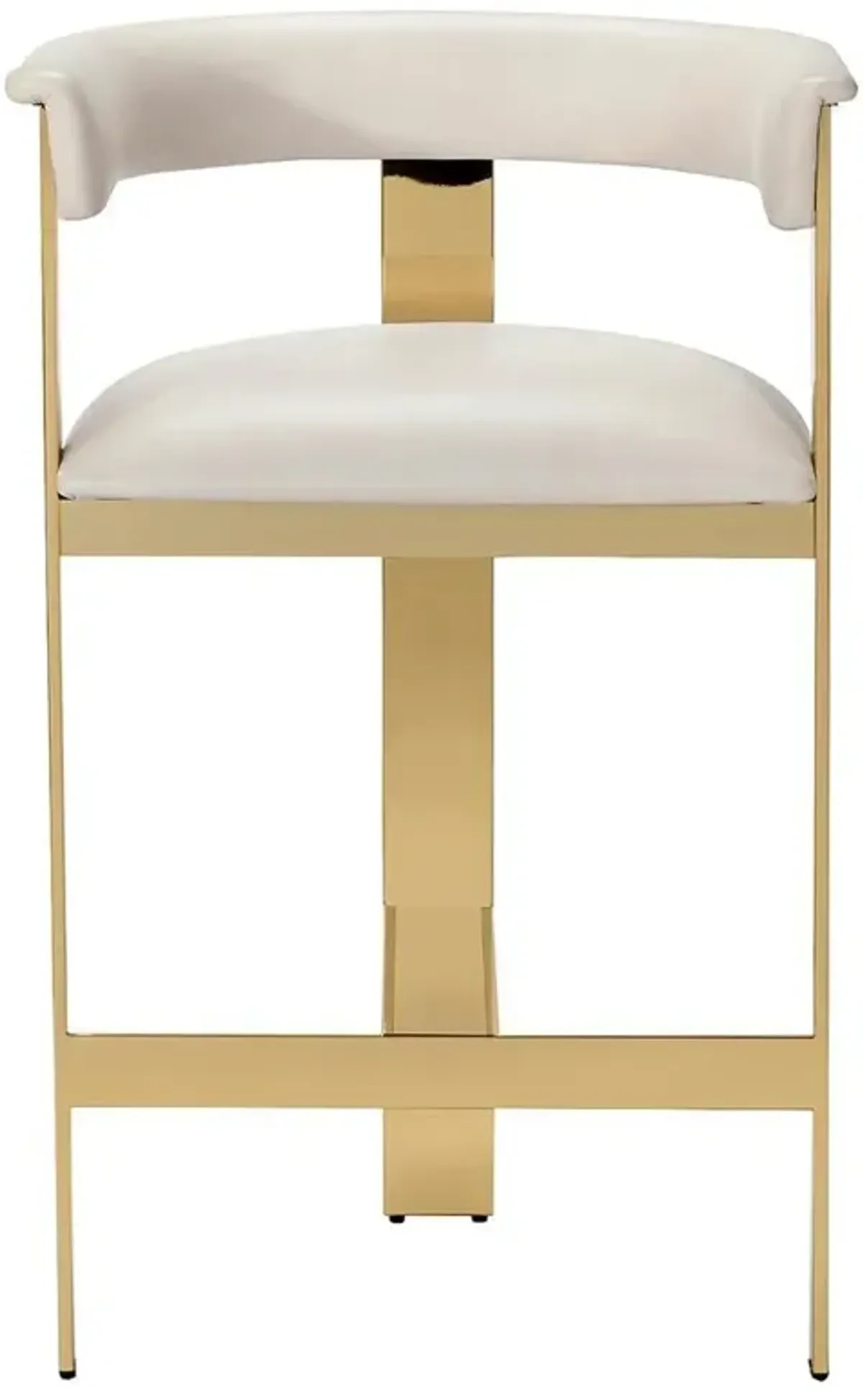 Darcy Mid Century Cream White Leather Brass Steel Counter Stool