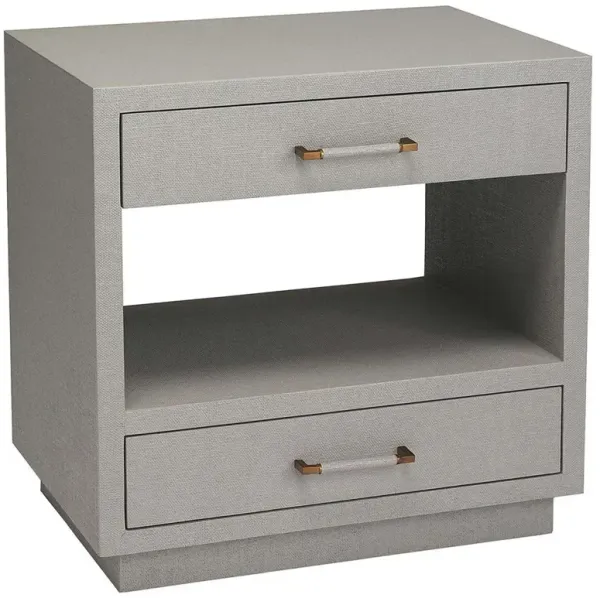 Taylor Modern Classic Light Grey Faux Linen Nightstand - Wide