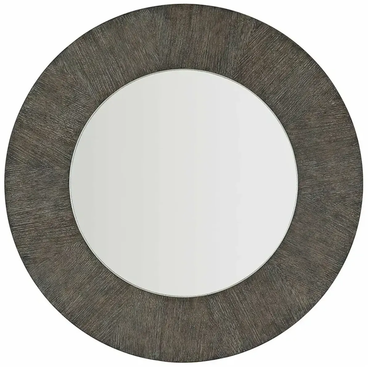 Landon Modern Masculine Charcoal Brown Wood Round Wall Mirror