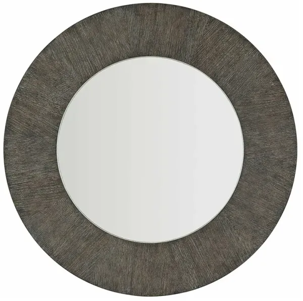 Landon Modern Masculine Charcoal Brown Wood Round Wall Mirror