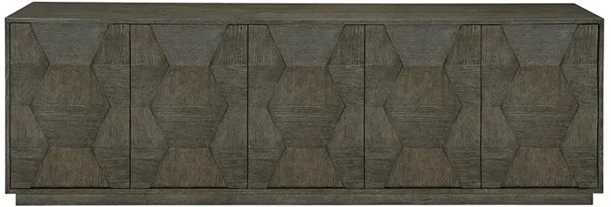 Landon Modern Masculine Charcoal Brown Fancy Face Wood Media Cabinet