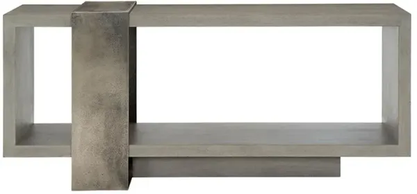 Landon Modern Masculine Grey Wood Silver Cast Aluminum Console Table
