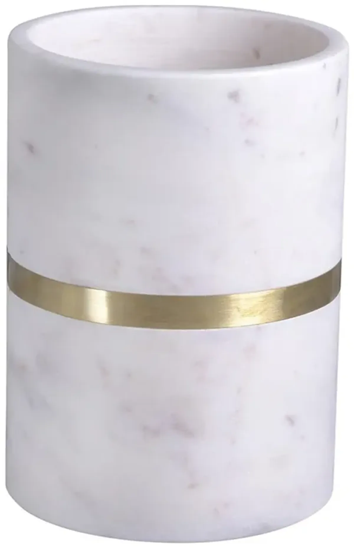 Christabel Modern Classic Gold Banded White Marble Wine Cooler