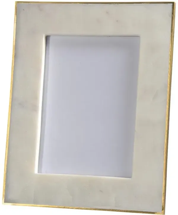 Ranma Modern Classic White Marble Brass Photo Frame - 5x7
