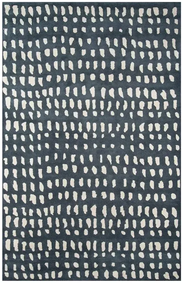 Ava Modern Classic Blue White Wool Boho Dot Patterned Rug - 9'x12'