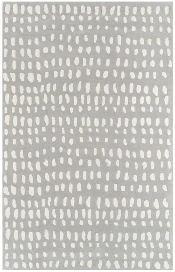 Ava Modern Classic Grey White Wool Boho Dot Patterned Rug - 8'x10'