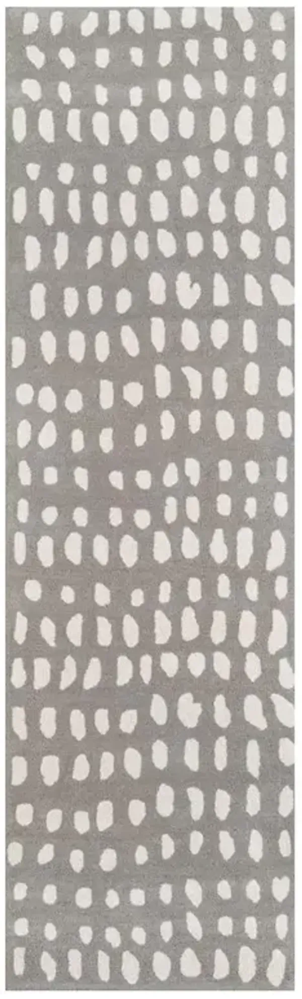Ava Modern Classic Grey White Wool Boho Dot Patterned Rug - 2'3"x8'