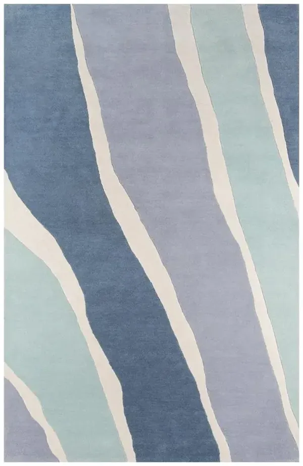 Isabella Modern Classic Blue Wave Patterned Rug - 8'x10'