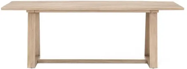 Cody Coastal Beach Angled Base Rectangular Washed Brown Teak Outdoor Dining Table - 86.5"W