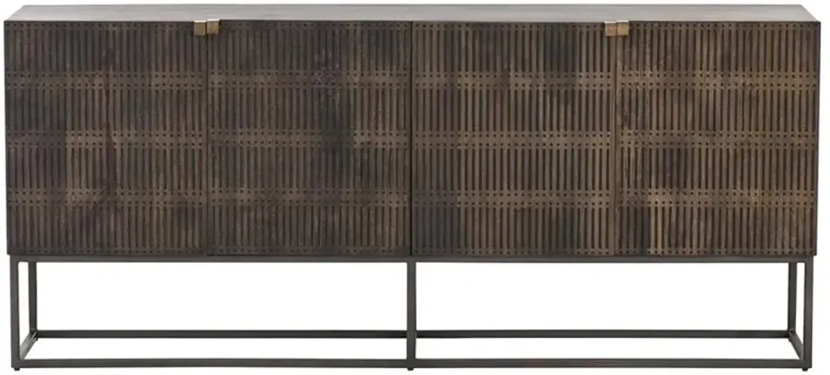 Madison Modern Classic Brown Mango Wood Black Iron Sideboard