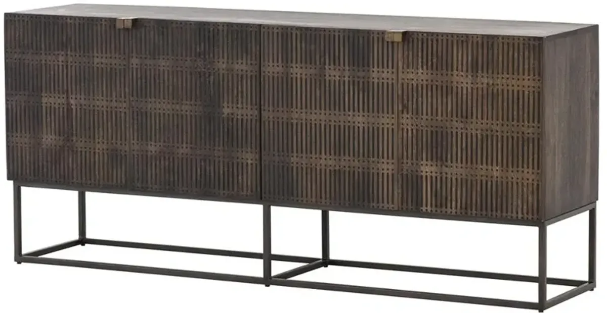 Madison Modern Classic Brown Mango Wood Black Iron Sideboard