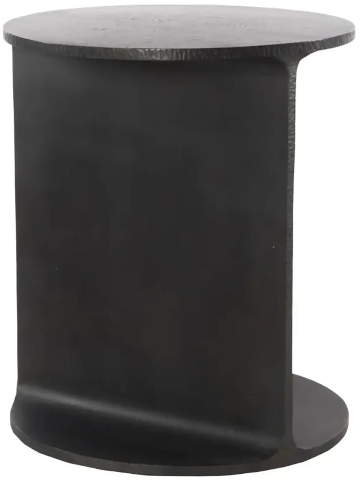 Cecile Industrial Loft Hammered Edge Round Black Iron Side End Table