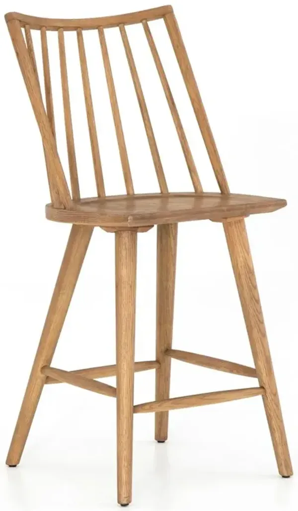 Lara Rustic Lodge Brown Oak Windsor Counter Stool