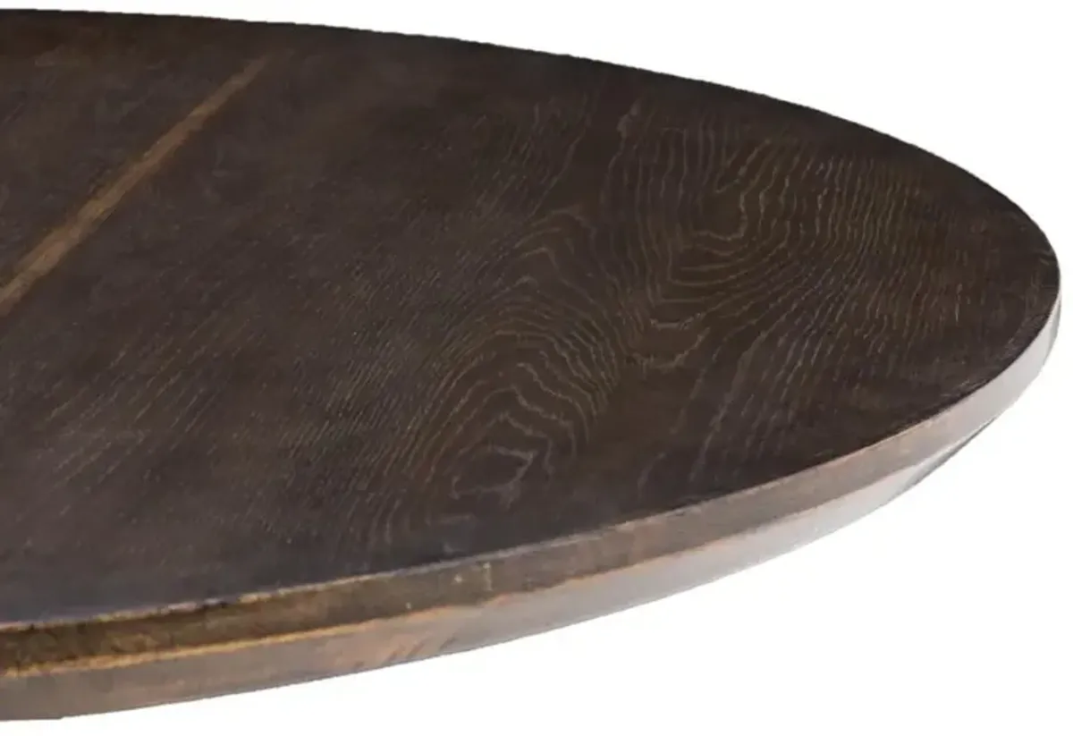 Perry Modern Round Dark Oak Top Black Tulip Pedestal Dining Table - Large - 55"W