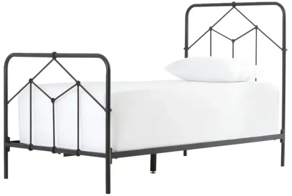 Saar Industrial Loft Black Geometric European Design Iron Bed - Twin