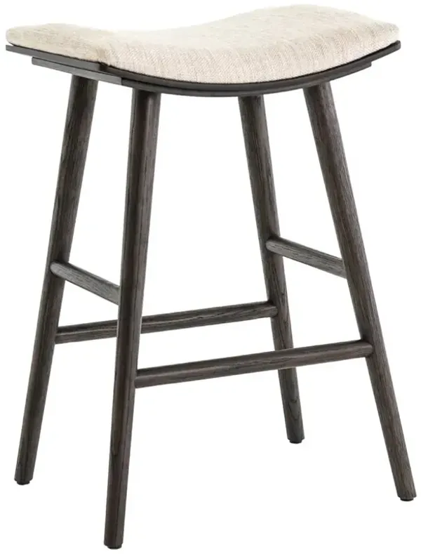 Shiela Modern Classic Beige Upholstered Dark Brown Wood Bar Stool