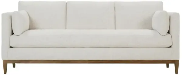 Leah Modern Bone White Upholstered Latte Wood Base Performance Sofa - 86"W