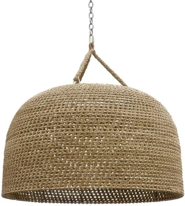 Palecek Green Oaks Coastal Beach Woven Rattan Frame Ceiling Pendant