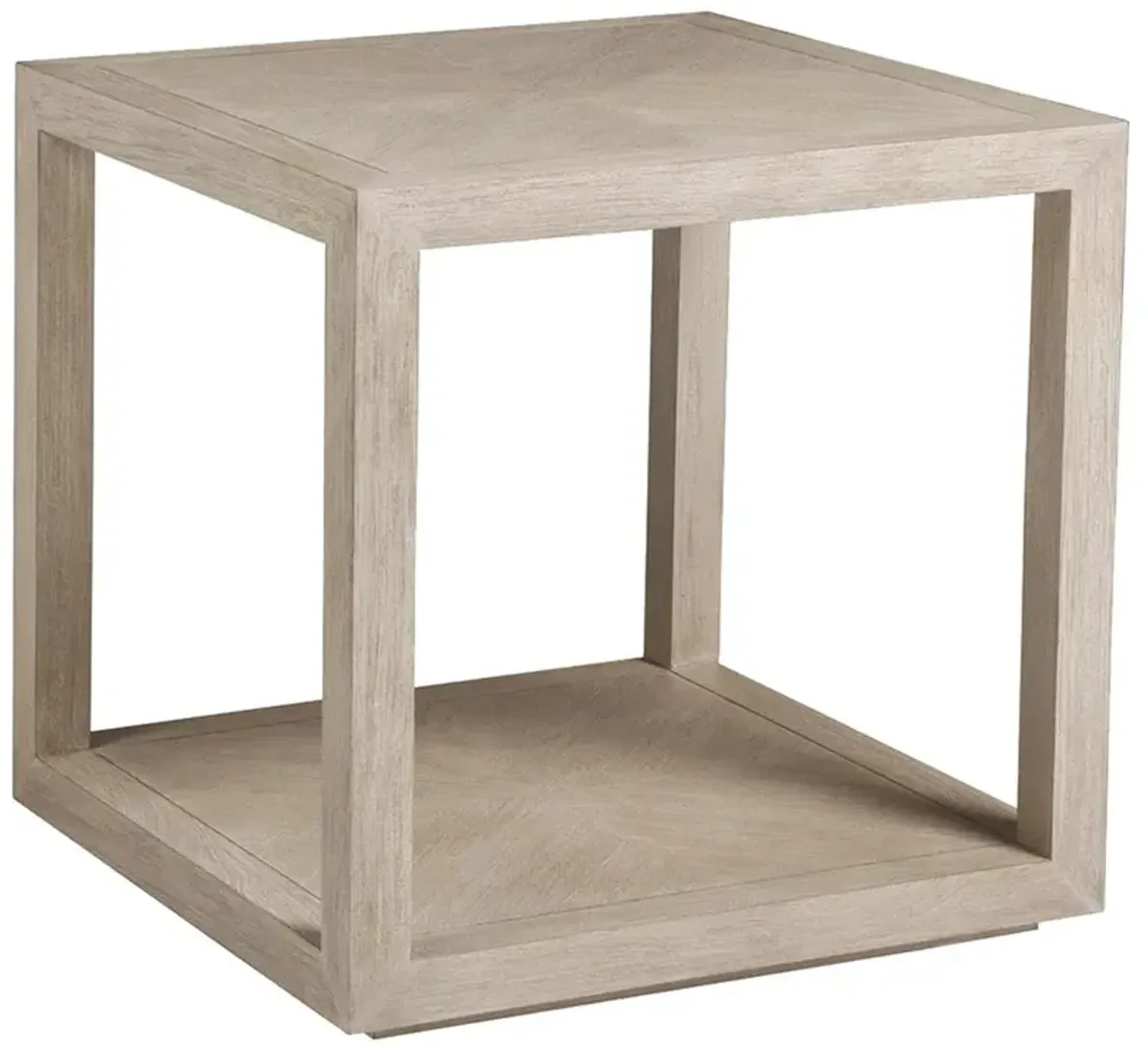 Credence Modern Wire Brushed Whitewash Wood Square Side End Table