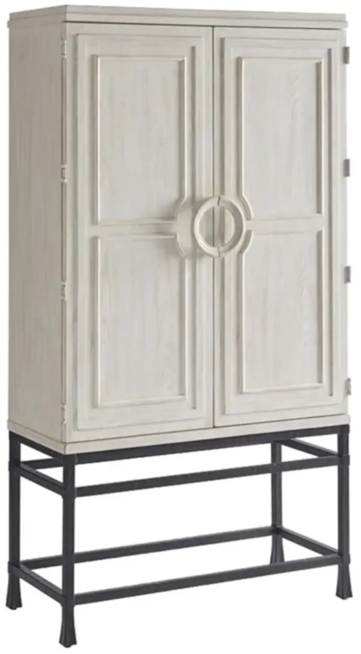 Jade Modern Classic White Wood Black Metal Bar Cabinet