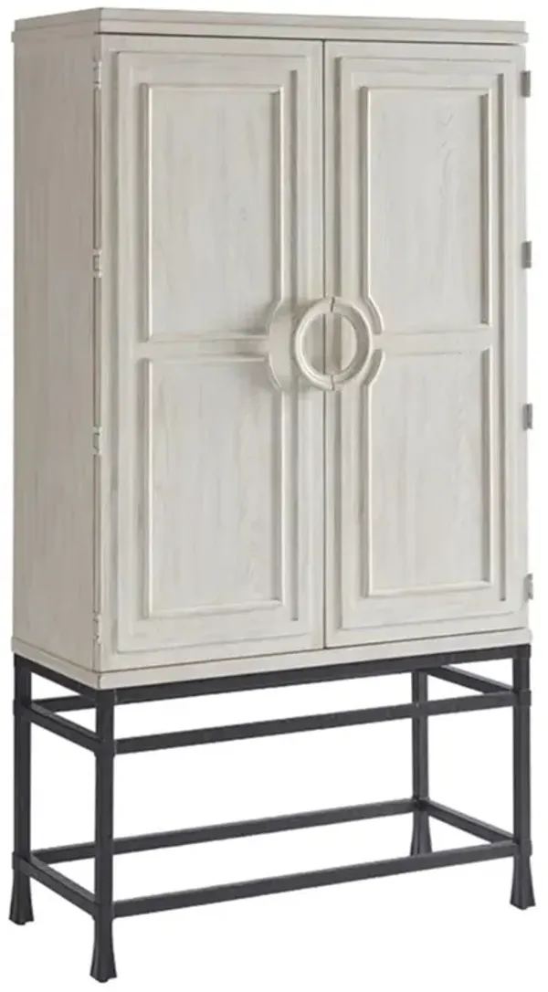 Jade Modern Classic White Wood Black Metal Bar Cabinet