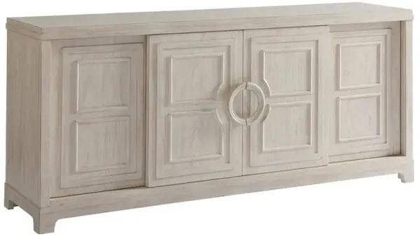 Leeward Modern 4-Door Sliding Whitewash Wood Media Cabinet - 78"W