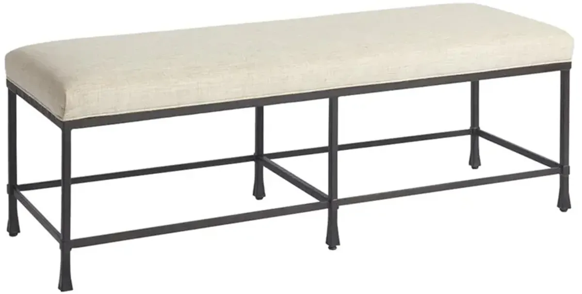 Ruby Modern Classic Ivory Upholstered Bronze Metal Frame Bench