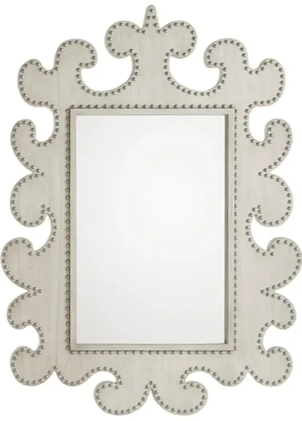 Hempstead Modern Grey Wood Nailhead Trimmed Wall Mounted Mirror
