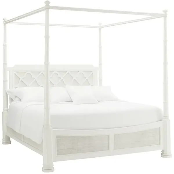 Luka Coastal Beach White Wood Canopy Poster Bed - King