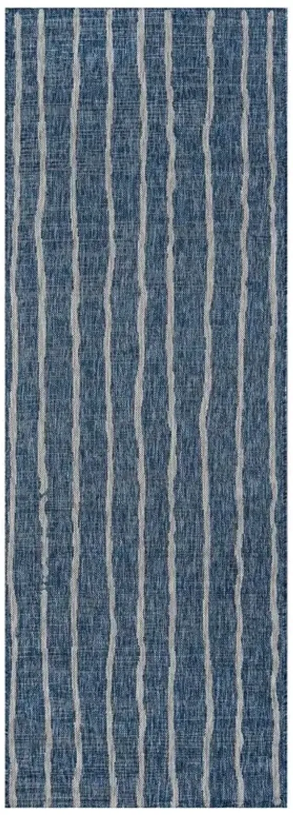Novo Modern Classic Blue Lines Indoor Outdoor Rug - 2'x6'
