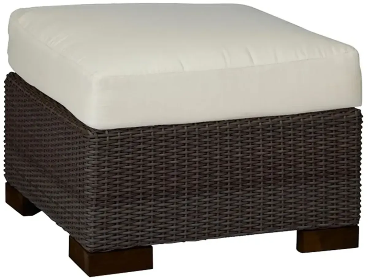 Club Woven Coastal Beach Brown Walnut Outdoor Ottoman