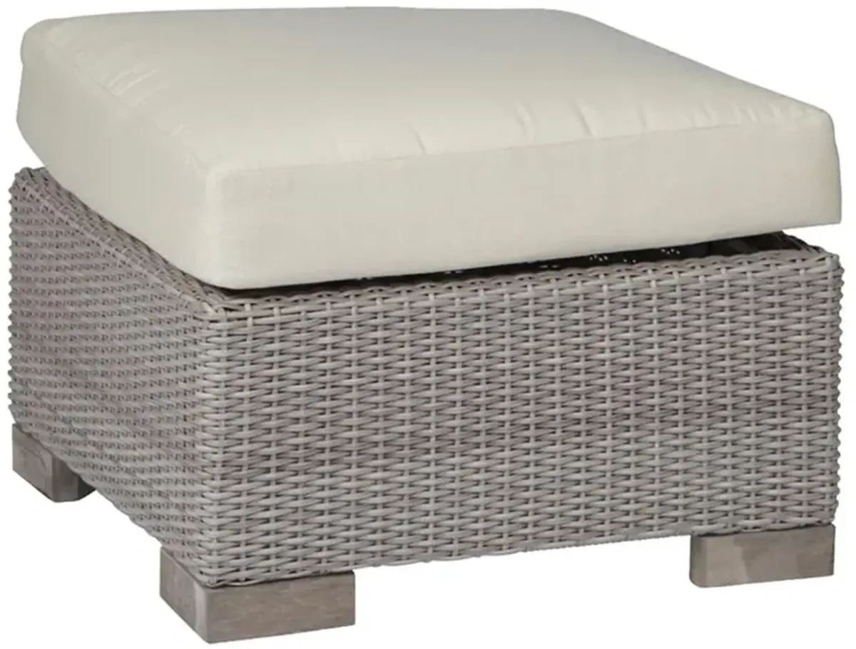 Club Woven Coastal Beach Oyster Grey Outdoor Ottoman