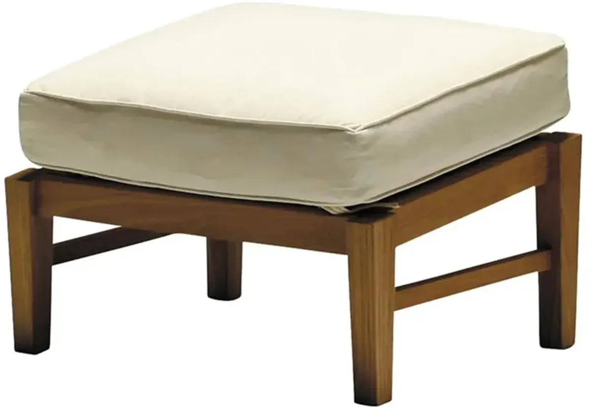 Croquet Coastal Natural Teak White Cushion Outdoor Ottoman