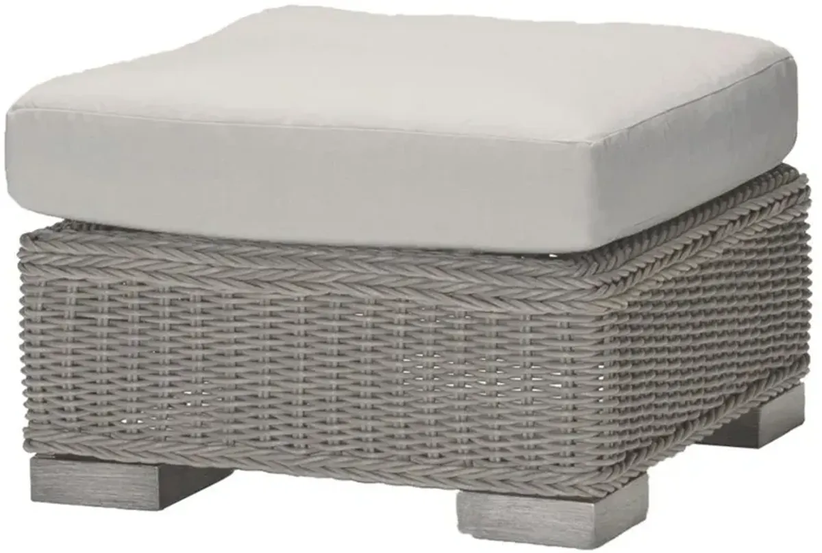 Rustic Modern N-dura™ Wicker Oyster Outdoor Ottoman