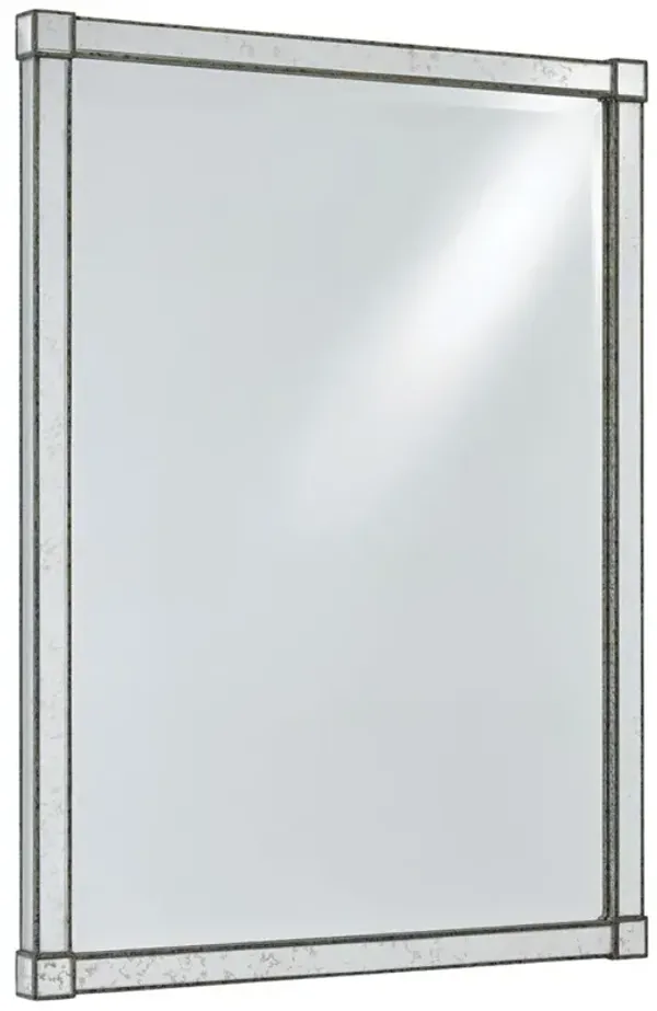 Manarah Updated Traditional Silver Wood Rectangular Antique Wall Mirror
