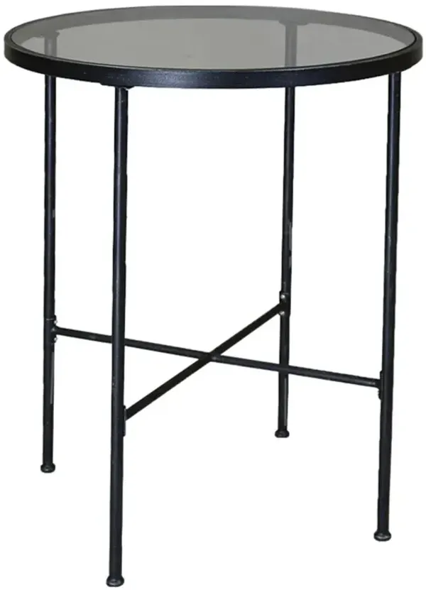 Aurore French Country Glass Top Metal Round Outdoor Dining Bar Table - 32"W