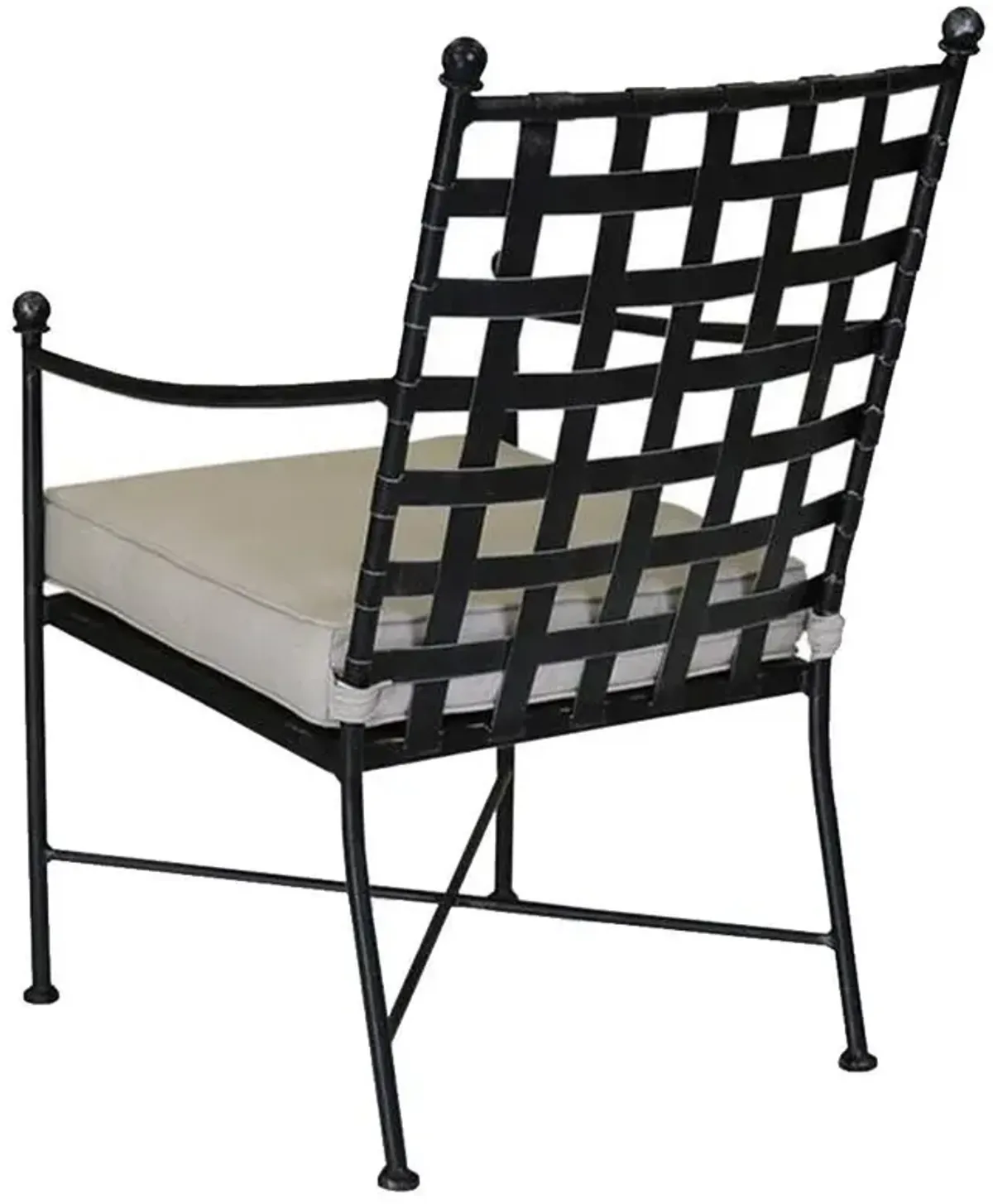 Aurore French Beige Cushion Metal Outdoor Dining Arm Chair