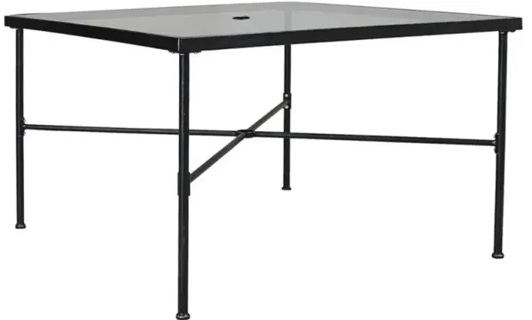 Aurore French Country Glass Top Metal Square Outdoor Dining Table - 44"W