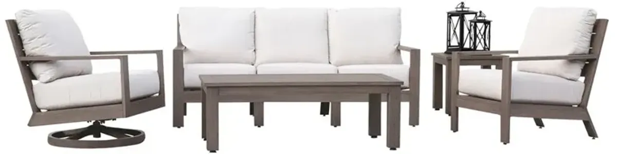 Ezra Modern Taupe Grey Aluminum Square Outdoor Side End Table