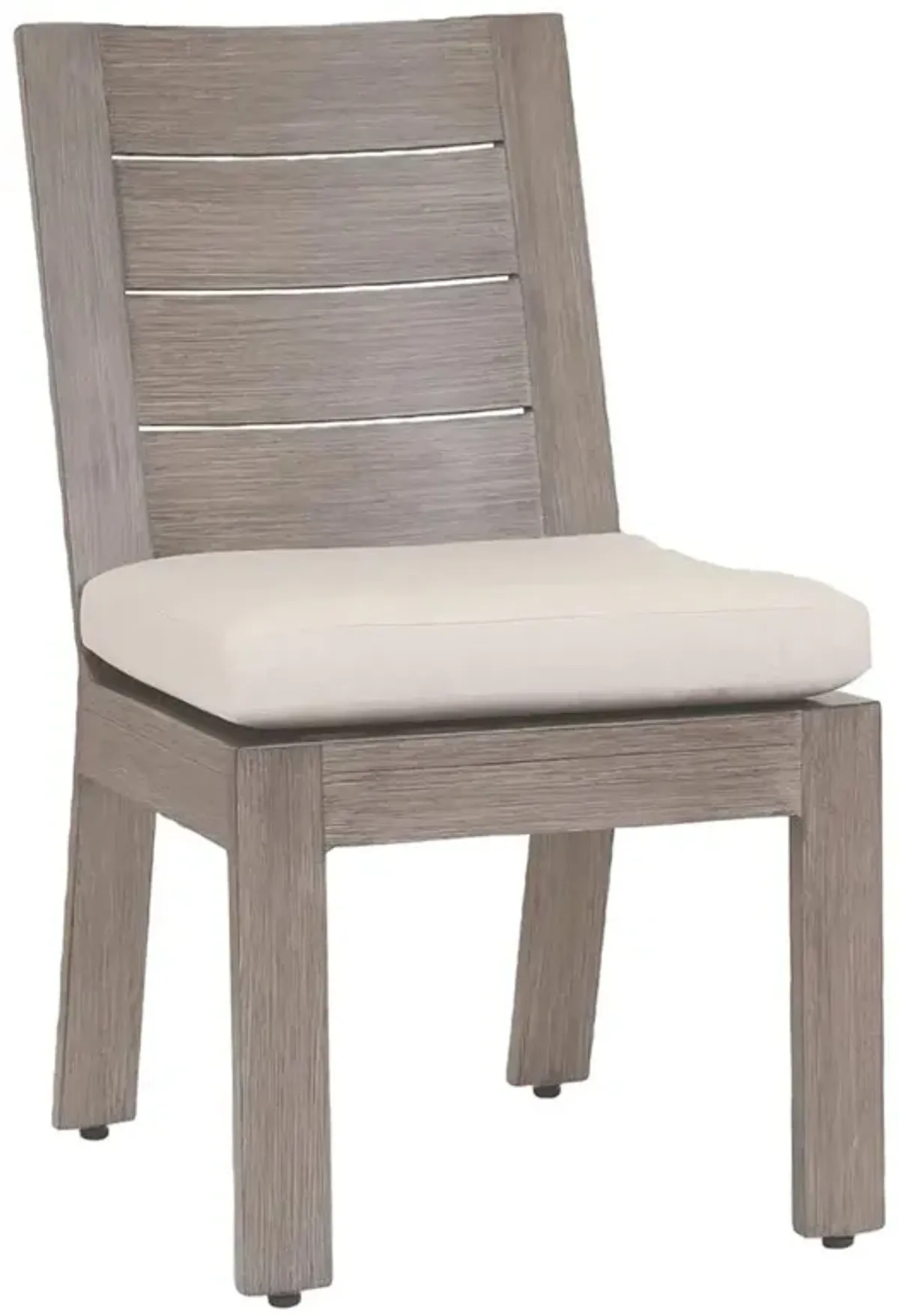 Ezra Modern Taupe Grey Aluminum Beige Outdoor Dining Side Chair