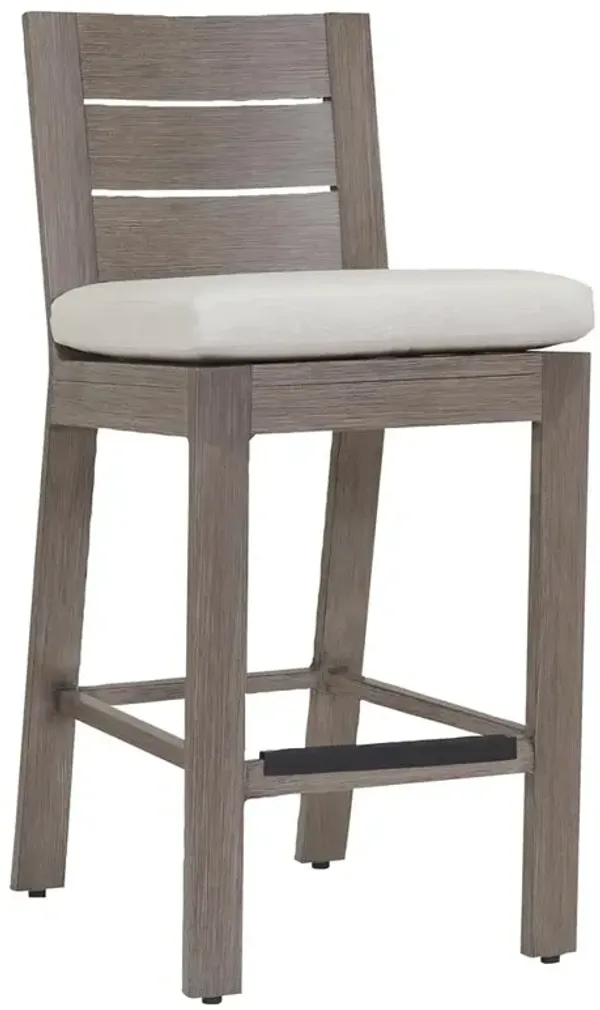 Ezra Modern Taupe Grey Aluminum Beige Cushion Outdoor Bar Stool