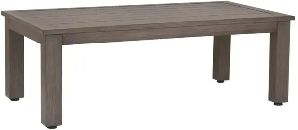Ezra Modern Taupe Grey Aluminum Rectangular Outdoor Coffee Table