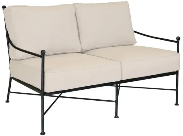 Aurore French Beige Cushion Metal Outdoor Loveseat