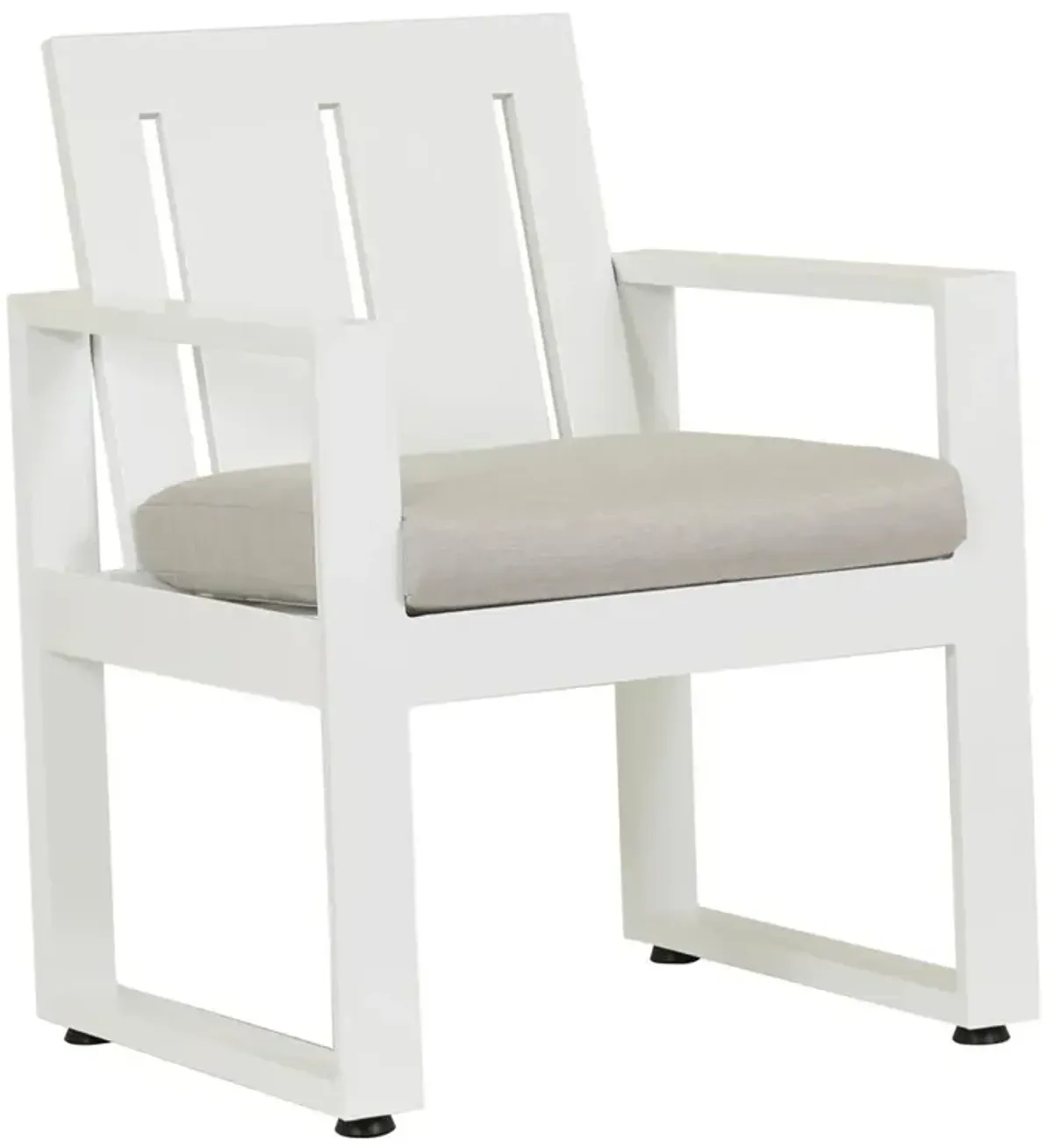 Roman Modern Grey Cushion White Metal Outdoor Dining Arm Chair