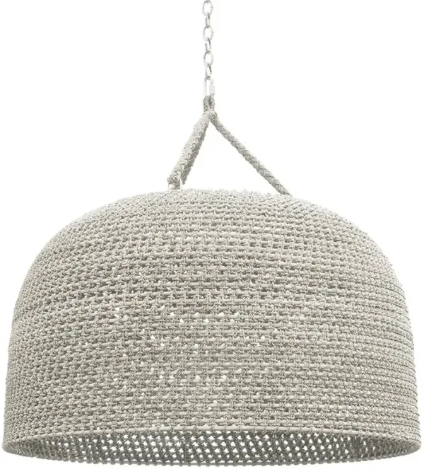 Palecek Green Oaks Coastal Beach White Woven Abaca Rope Dome Pendant - Large