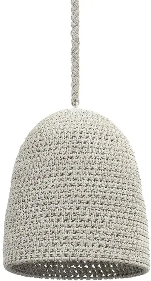Palecek Green Oaks Coastal Beach White Woven Abaca Rope Dome Pendant - Small