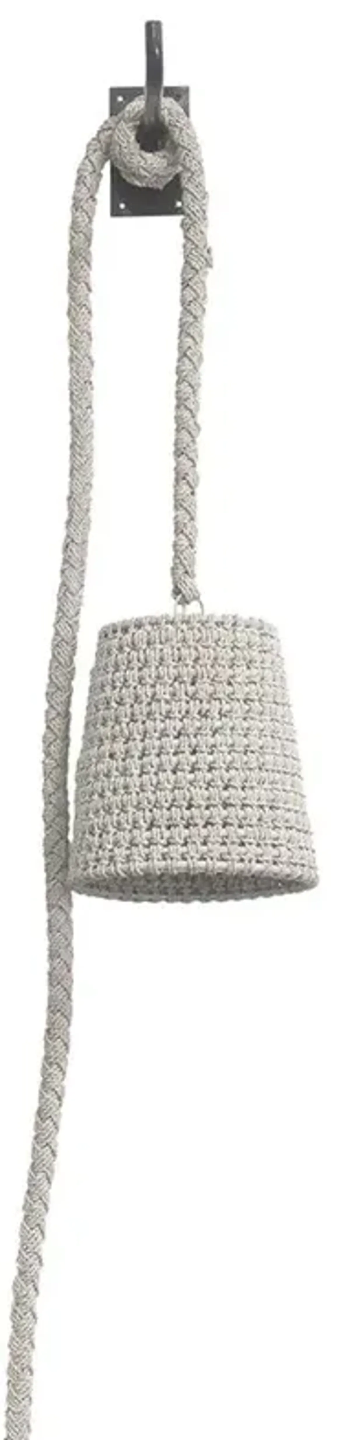 Palecek Green Oaks Coastal Beach White Woven Abaca Rope Hanging Wall Pendant